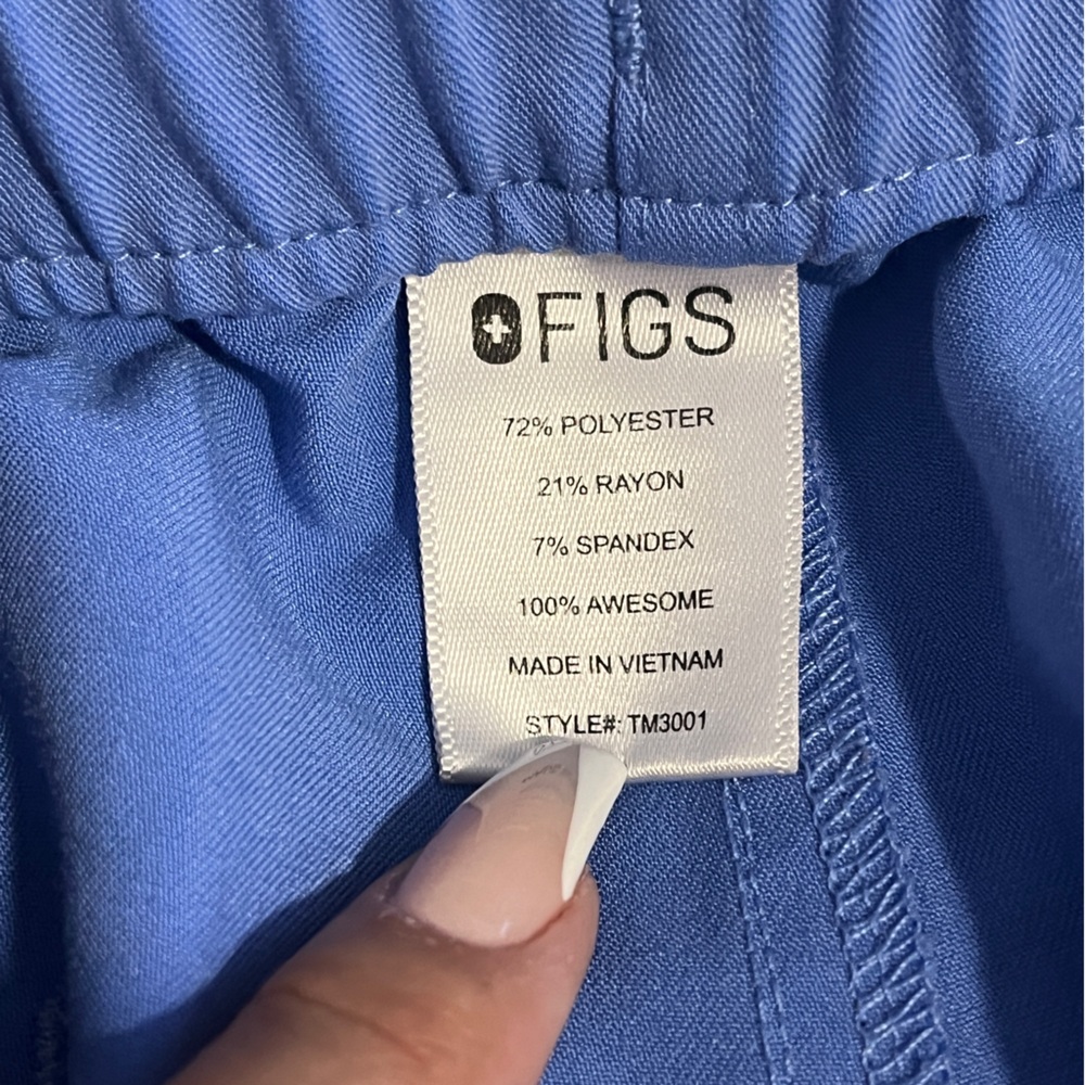 Figs Scrubs Bottoms Women Blue Technical Collection Elastic Waist Zip XS - Picture 10 of 11